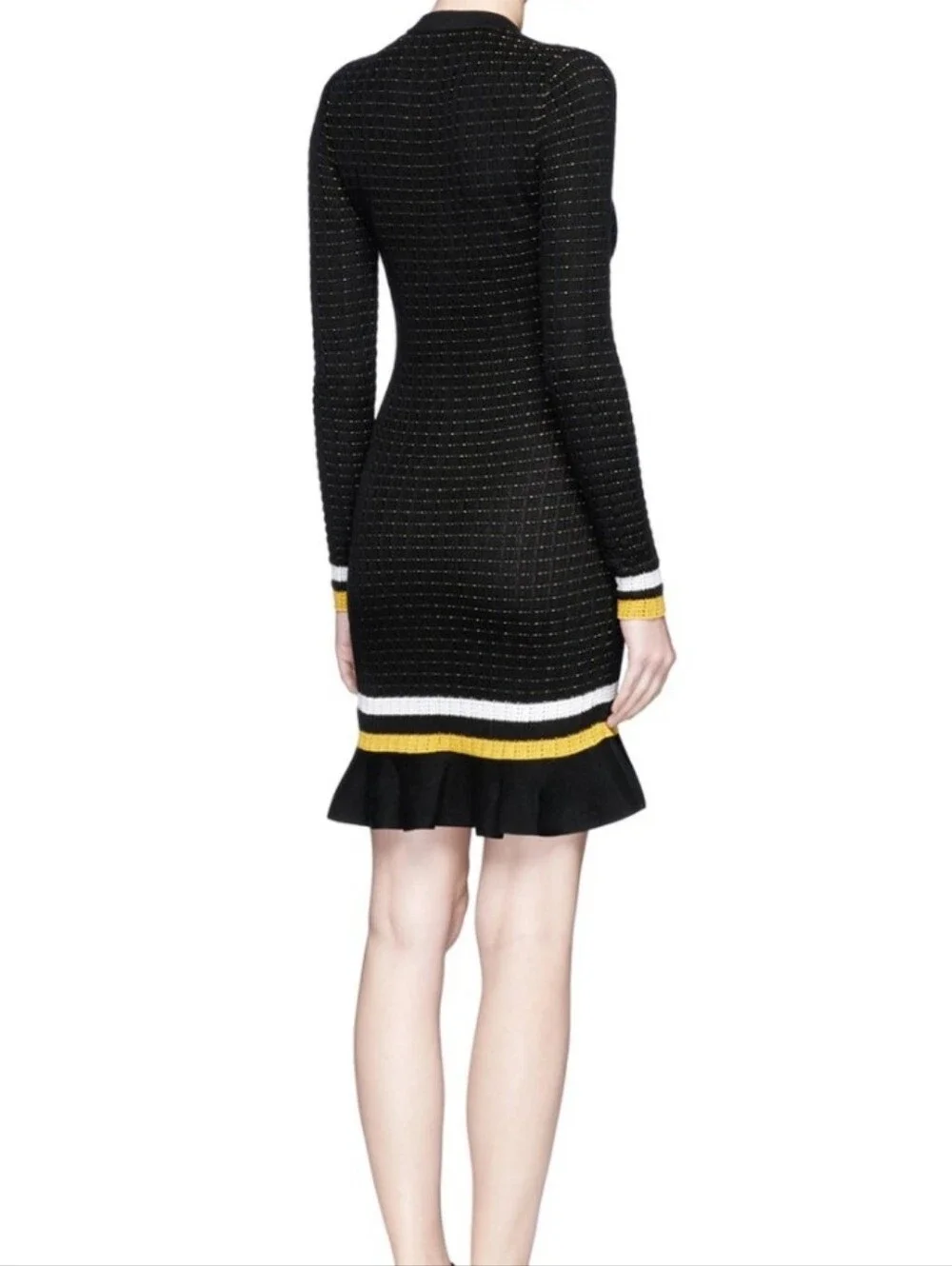 Phillip Lim Striped Ruffle Hem Knit Dress. - Picture 3 of 16